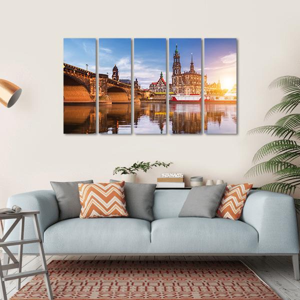 Panorama At Elbe River Canvas Wall Art-5 Horizontal-Gallery Wrap-22" x 12"-Tiaracle