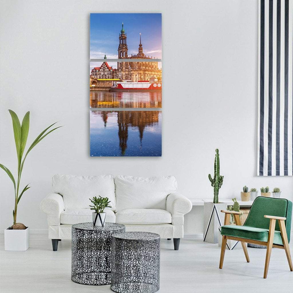 Panorama At Elbe River Vertical Canvas Wall Art-3 Vertical-Gallery Wrap-12" x 25"-Tiaracle