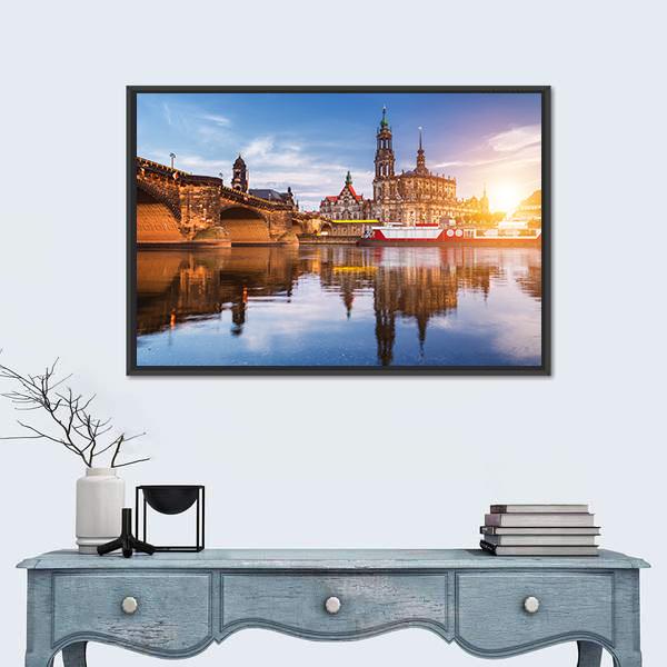 Panorama At Elbe River Vertical Canvas Wall Art-3 Vertical-Gallery Wrap-12" x 25"-Tiaracle