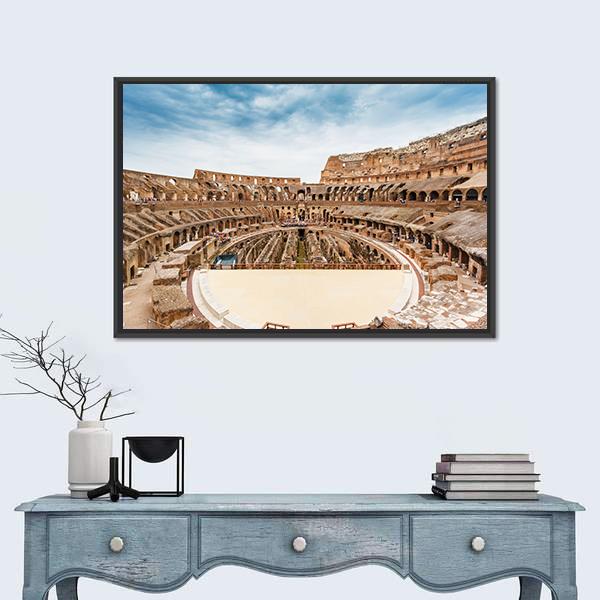Inside Of Colosseum Canvas Wall Art-1 Piece-Floating Frame-24" x 16"-Tiaracle