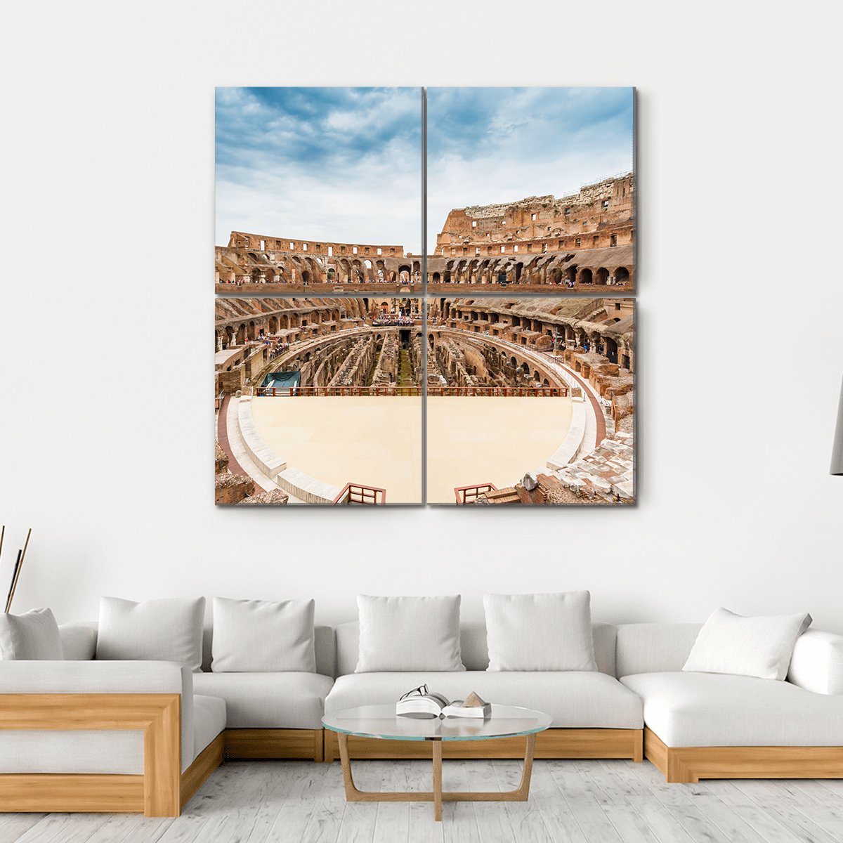 Inside Of Colosseum Canvas Wall Art-4 Square-Gallery Wrap-17" x 17"-Tiaracle
