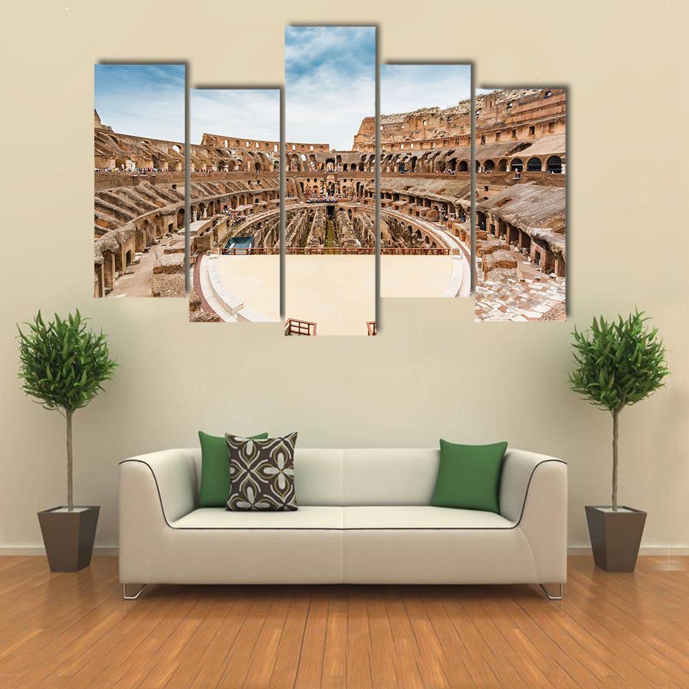 Inside Of Colosseum Canvas Wall Art-5 Pop-Gallery Wrap-47" x 32"-Tiaracle