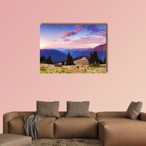 Beautiful Mountain Valley Canvas Wall Art-1 Piece-Gallery Wrap-48" x 32"-Tiaracle