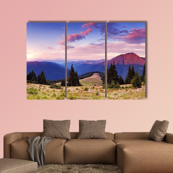 Beautiful Mountain Valley Canvas Wall Art-3 Horizontal-Gallery Wrap-37" x 24"-Tiaracle