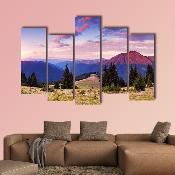 Beautiful Mountain Valley Canvas Wall Art-5 Pop-Gallery Wrap-47" x 32"-Tiaracle