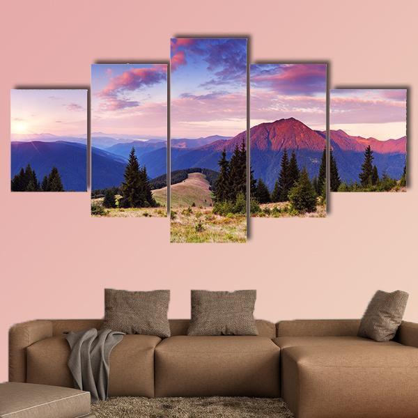 Beautiful Mountain Valley Canvas Wall Art-5 Star-Gallery Wrap-62" x 32"-Tiaracle