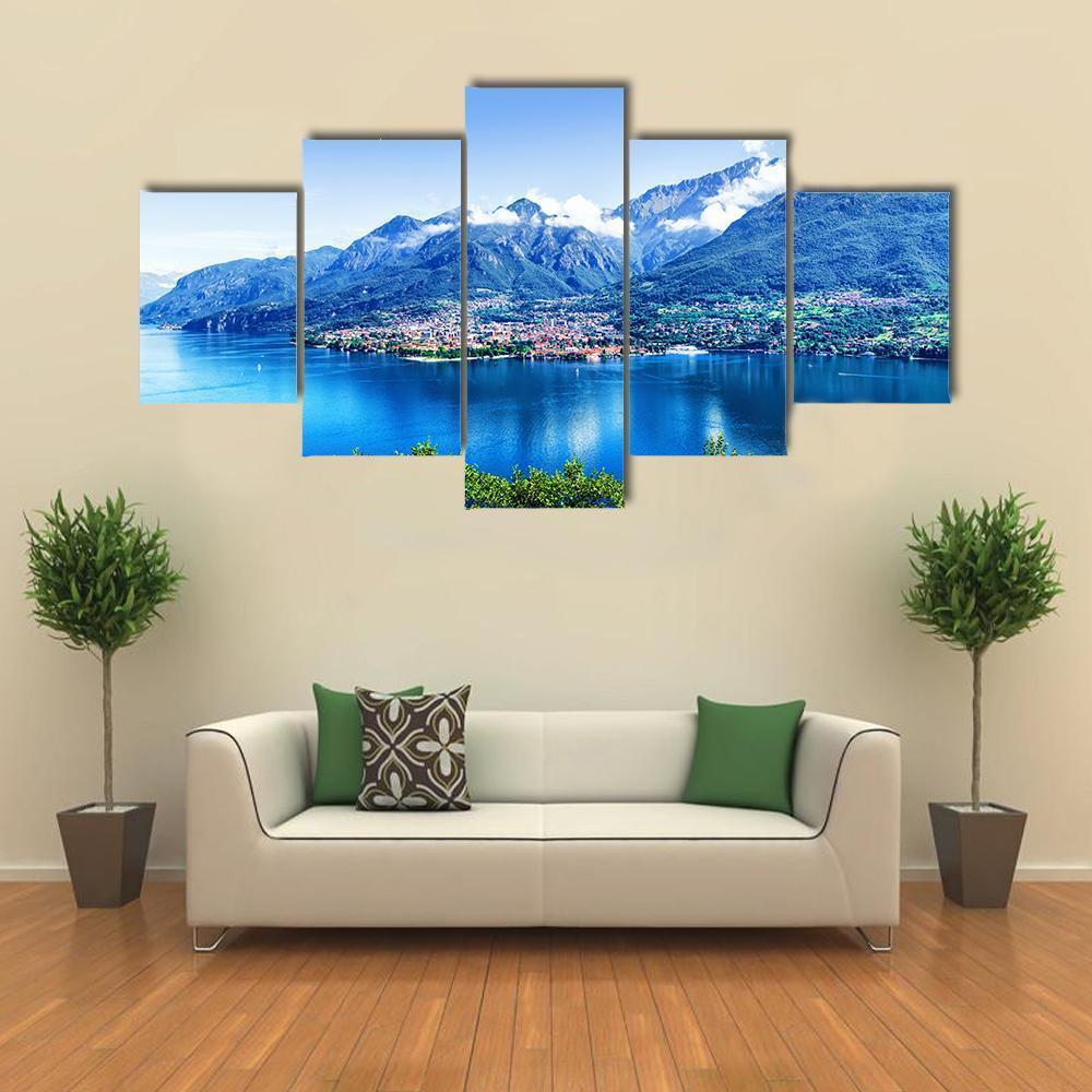 Panorama Of Como Lake Canvas Wall Art-5 Star-Gallery Wrap-62" x 32"-Tiaracle