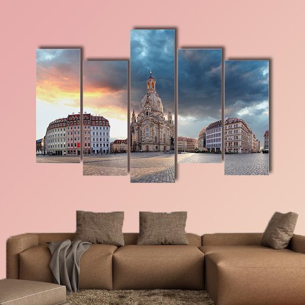 Dresden At Sunrise Canvas Wall Art-5 Pop-Gallery Wrap-47" x 32"-Tiaracle