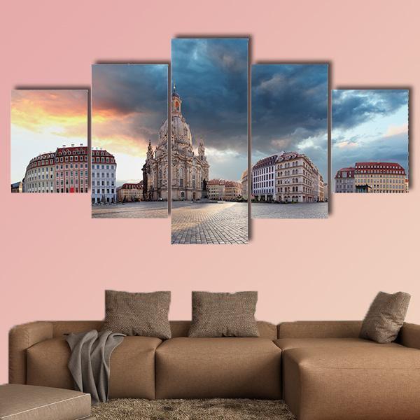 Dresden At Sunrise Canvas Wall Art-5 Star-Gallery Wrap-62" x 32"-Tiaracle