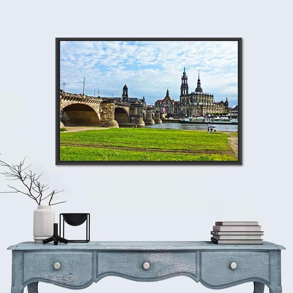 Panorama Of Dresden Canvas Wall Art-3 Horizontal-Gallery Wrap-25" x 16"-Tiaracle