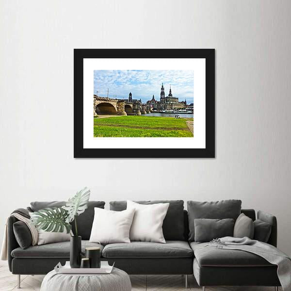 Panorama Of Dresden Canvas Wall Art-1 Piece-Framed Print-20" x 16"-Tiaracle