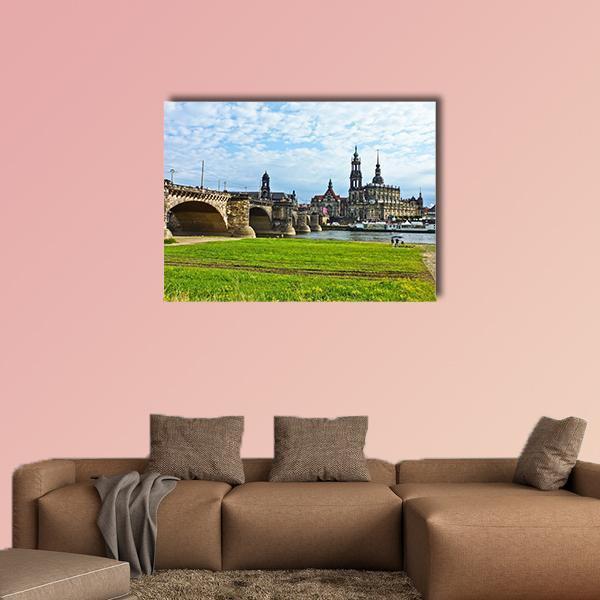 Panorama Of Dresden Canvas Wall Art-1 Piece-Gallery Wrap-48" x 32"-Tiaracle