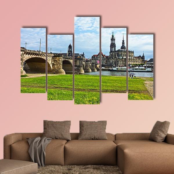 Panorama Of Dresden Canvas Wall Art-5 Pop-Gallery Wrap-47" x 32"-Tiaracle