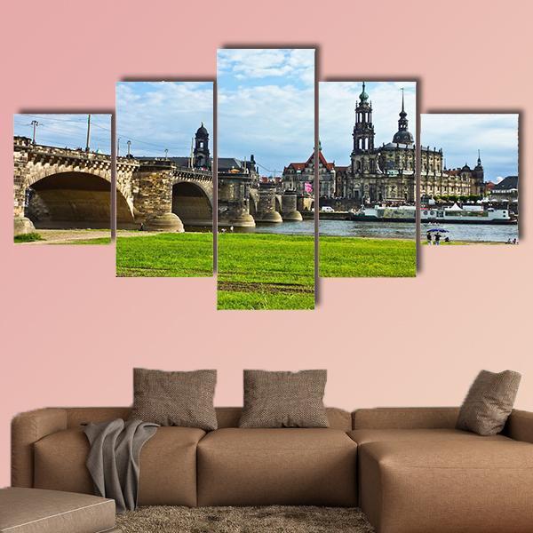 Panorama Of Dresden Canvas Wall Art-5 Star-Gallery Wrap-62" x 32"-Tiaracle