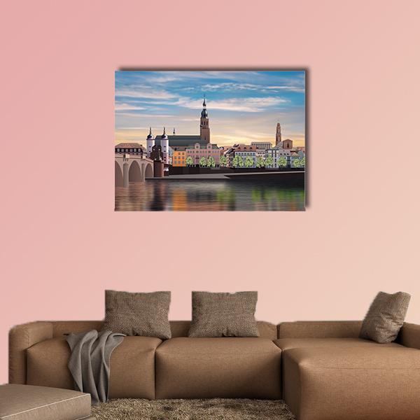 Panorama Of Heidelberg Canvas Wall Art-1 Piece-Gallery Wrap-36" x 24"-Tiaracle