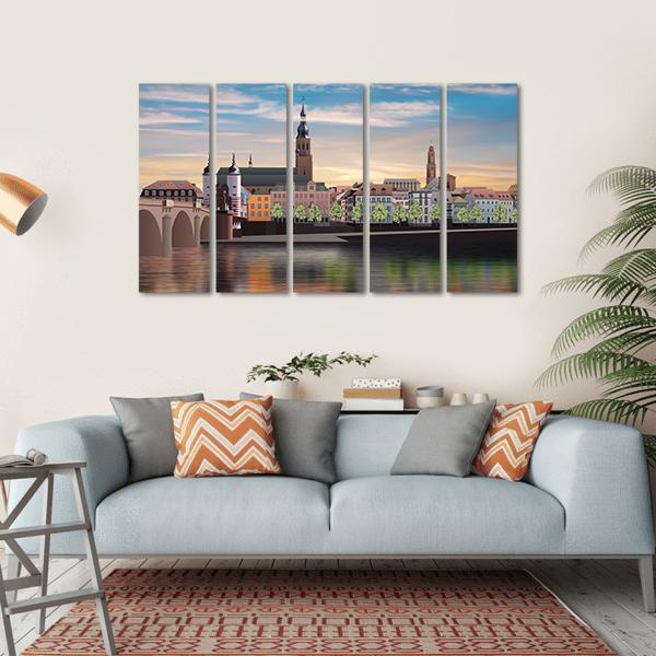 Panorama Of Heidelberg Canvas Wall Art-4 Horizontal-Gallery Wrap-34" x 24"-Tiaracle