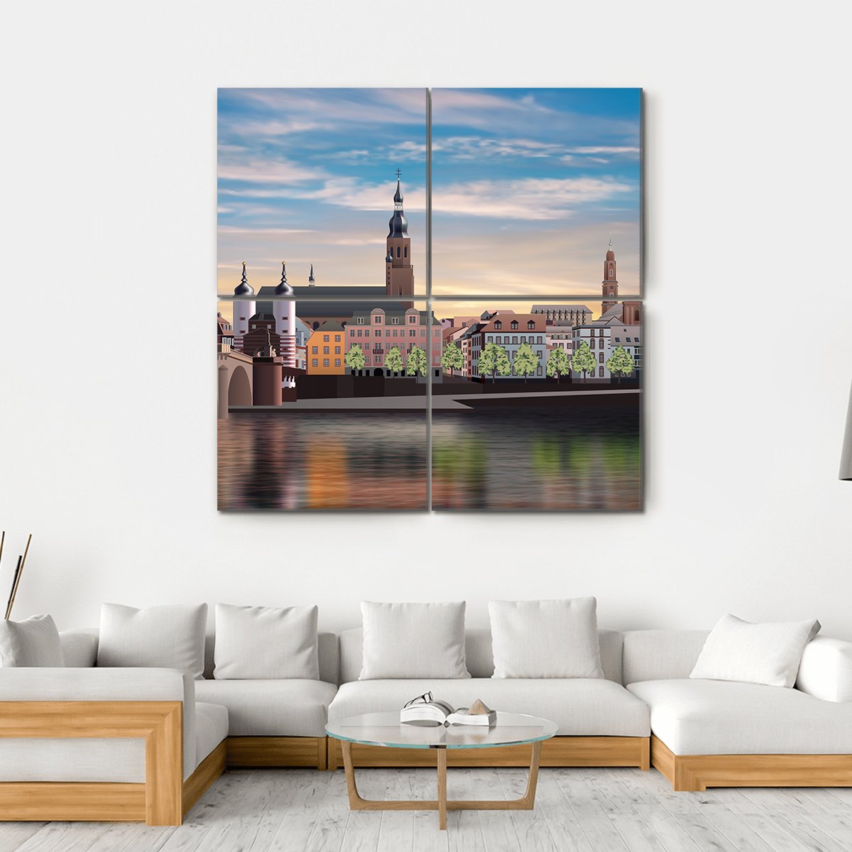 Panorama Of Heidelberg Canvas Wall Art-4 Square-Gallery Wrap-17" x 17"-Tiaracle