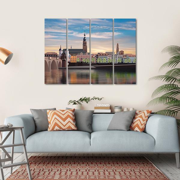 Panorama Of Heidelberg Canvas Wall Art-1 Piece-Gallery Wrap-36" x 24"-Tiaracle