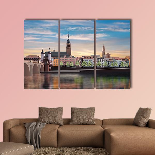 Panorama Of Heidelberg Canvas Wall Art-3 Horizontal-Gallery Wrap-37" x 24"-Tiaracle
