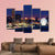 Panorama Of Le Havre At Night Canvas Wall Art-5 Pop-Gallery Wrap-47" x 32"-Tiaracle