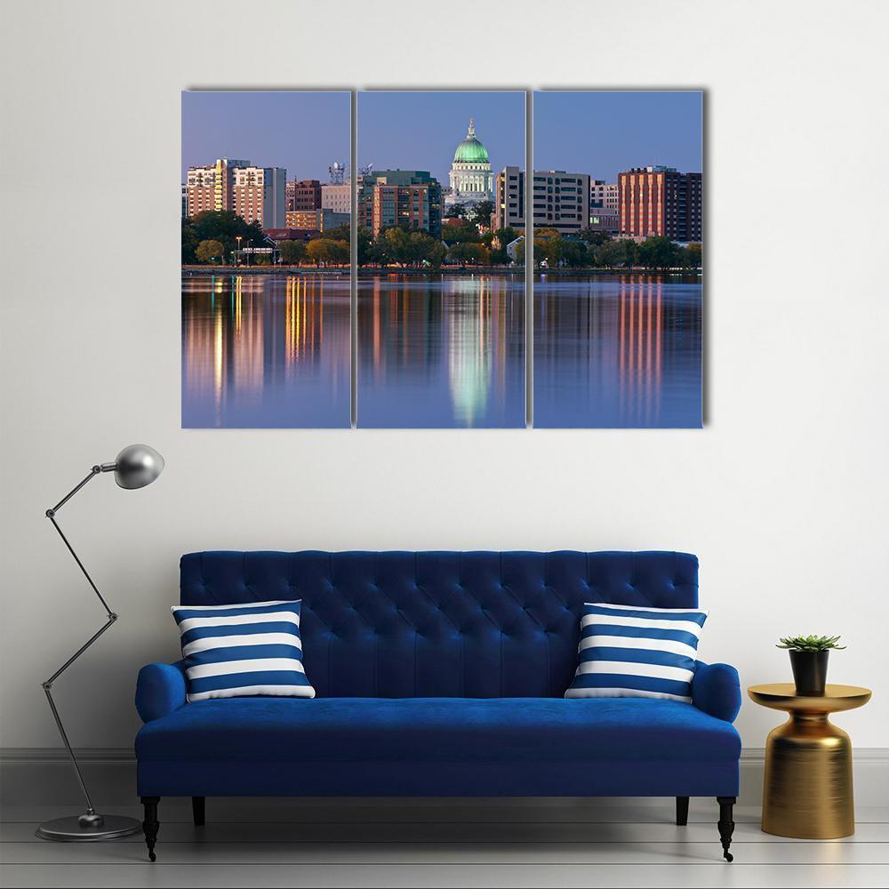 Madison Skyline Canvas Wall Art-3 Horizontal-Gallery Wrap-37" x 24"-Tiaracle