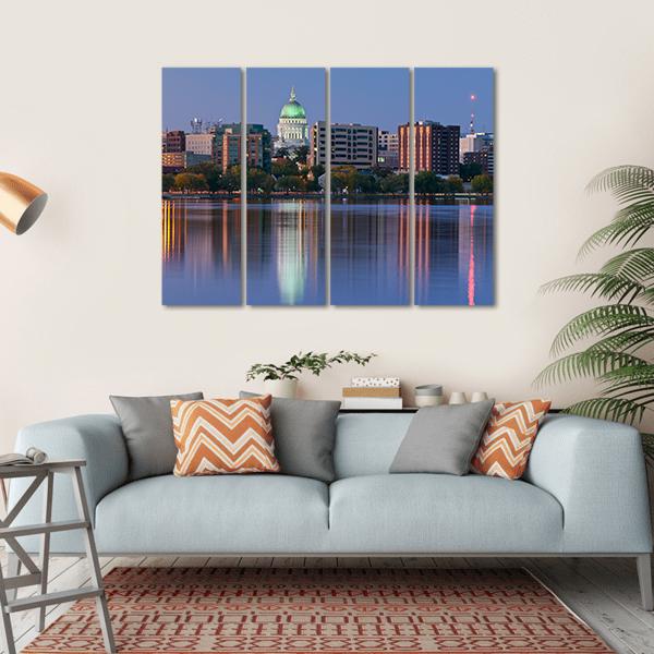 Madison Skyline Canvas Wall Art-4 Horizontal-Gallery Wrap-34" x 24"-Tiaracle