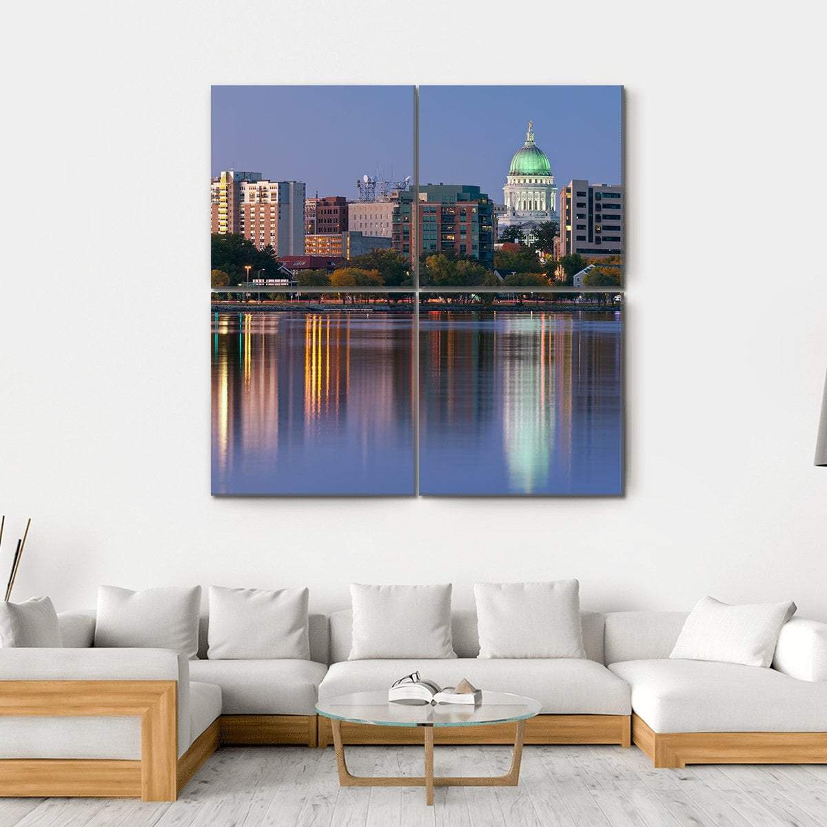 Madison Skyline Canvas Wall Art-4 Square-Gallery Wrap-17" x 17"-Tiaracle