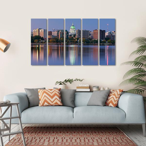 Madison Skyline Canvas Wall Art-5 Horizontal-Gallery Wrap-22" x 12"-Tiaracle