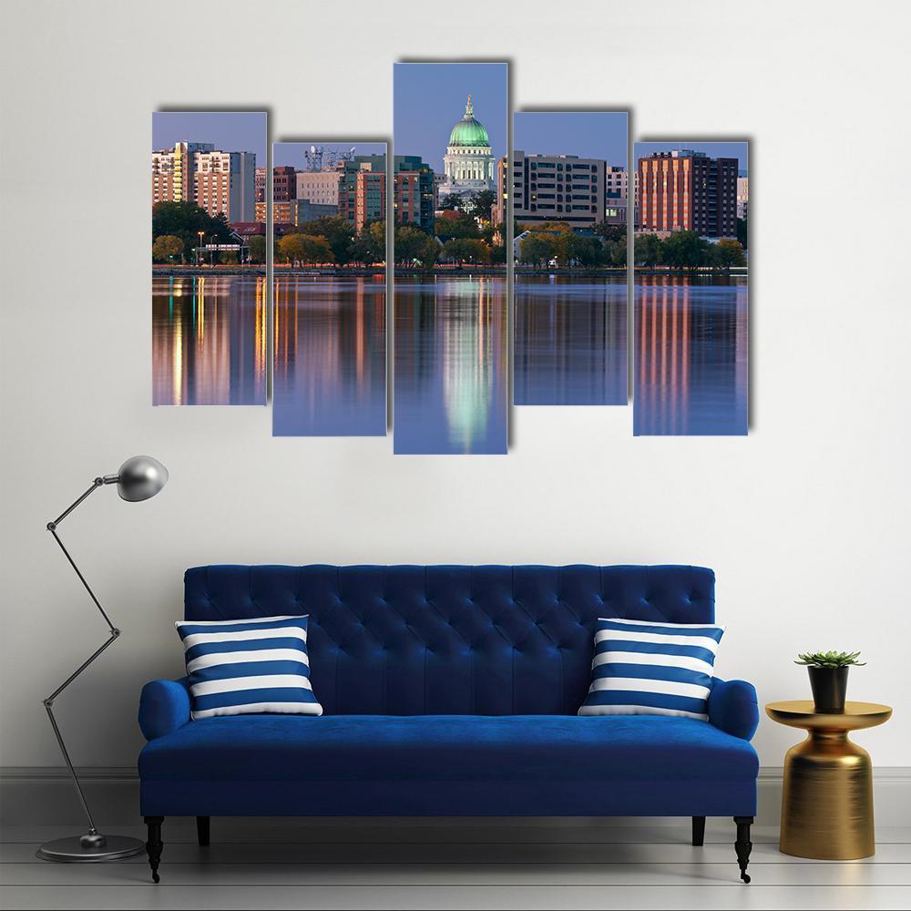 Madison Skyline Canvas Wall Art-5 Pop-Gallery Wrap-47" x 32"-Tiaracle