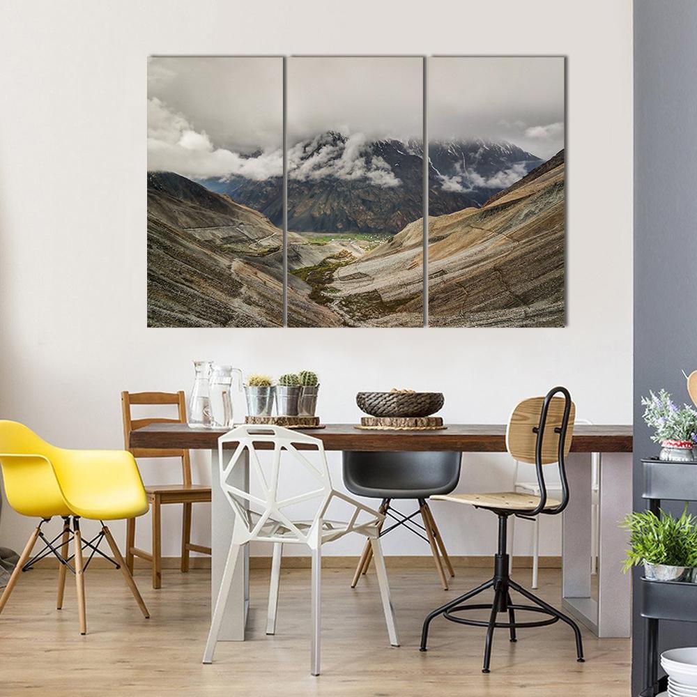 Mastuj River &amp; Valley Canvas Wall Art-3 Horizontal-Gallery Wrap-37" x 24"-Tiaracle