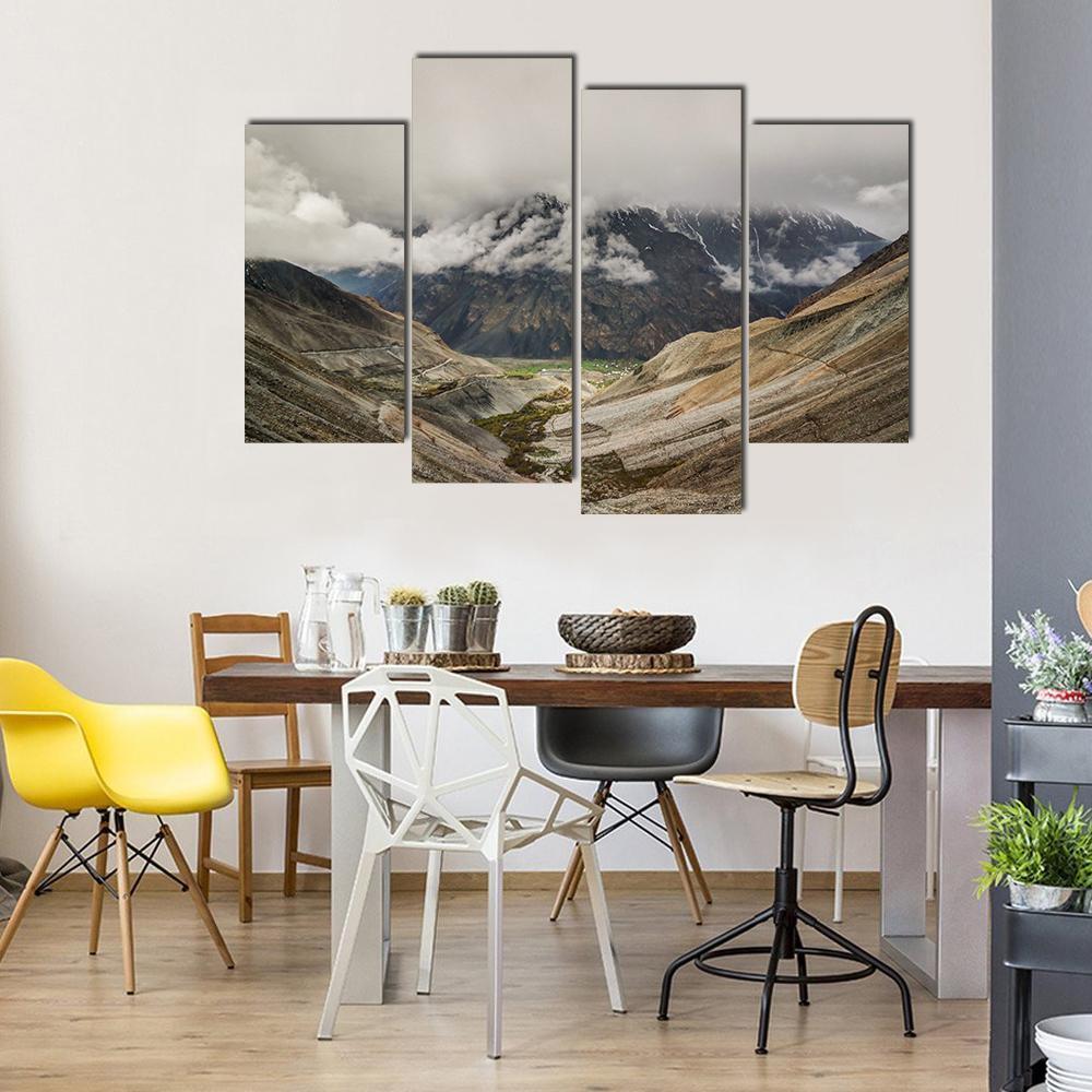 Mastuj River &amp; Valley Canvas Wall Art-4 Pop-Gallery Wrap-50" x 32"-Tiaracle