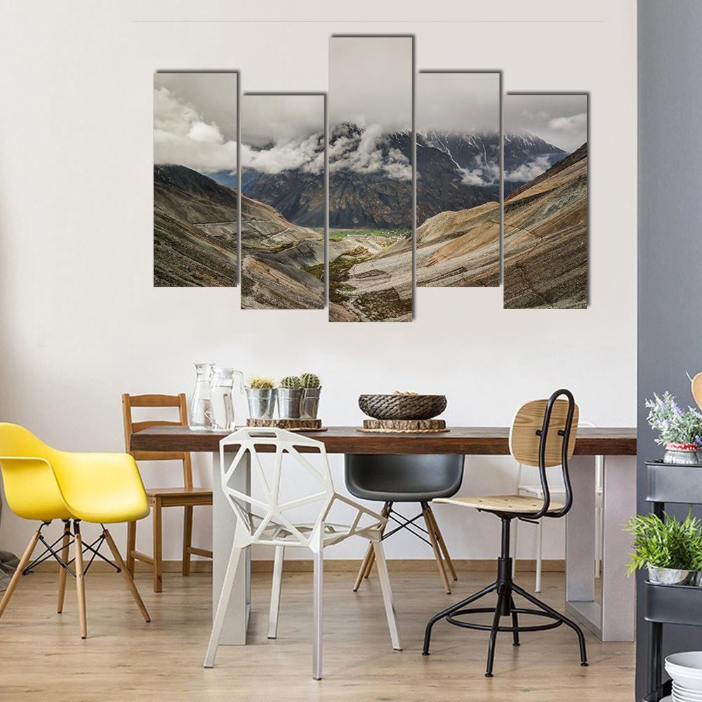 Mastuj River &amp; Valley Canvas Wall Art-5 Pop-Gallery Wrap-47" x 32"-Tiaracle