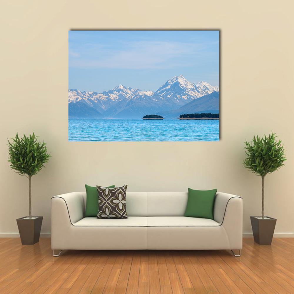 Panorama Of Mt Cook Beside The Lake Canvas Wall Art-5 Star-Gallery Wrap-62" x 32"-Tiaracle