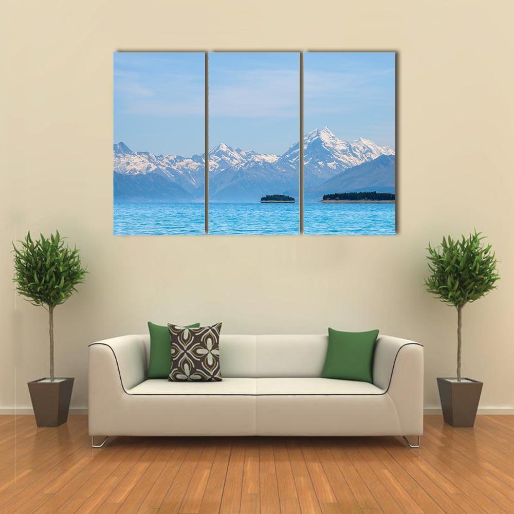 Panorama Of Mt Cook Beside The Lake Canvas Wall Art-3 Horizontal-Gallery Wrap-37" x 24"-Tiaracle