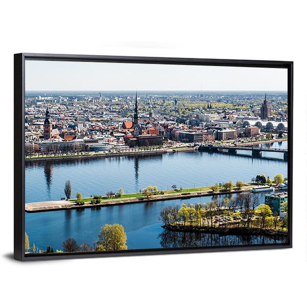 Panorama Of Riga City Latvia Canvas Wall Art-3 Horizontal-Gallery Wrap-25" x 16"-Tiaracle