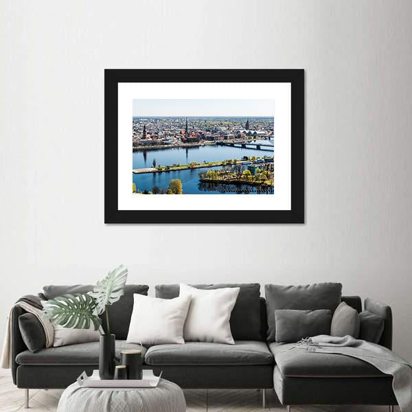 Panorama Of Riga City Latvia Canvas Wall Art-3 Horizontal-Gallery Wrap-25" x 16"-Tiaracle