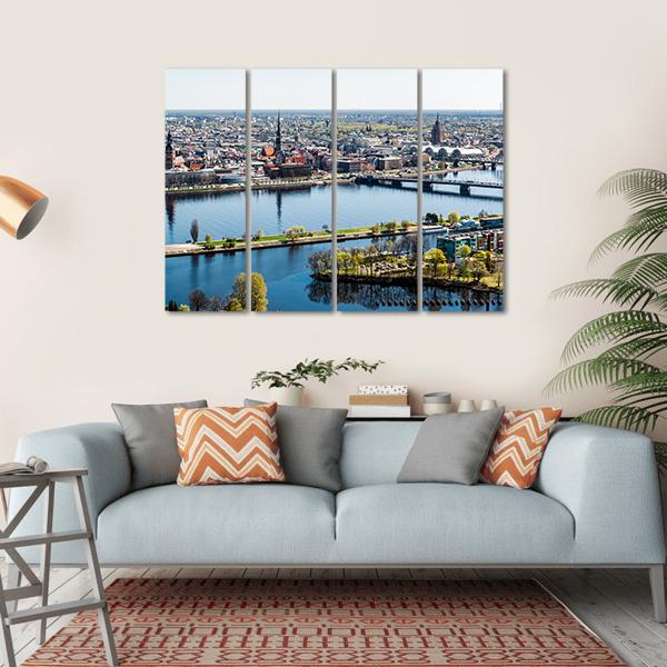 Panorama Of Riga City Latvia Canvas Wall Art-4 Horizontal-Gallery Wrap-34" x 24"-Tiaracle