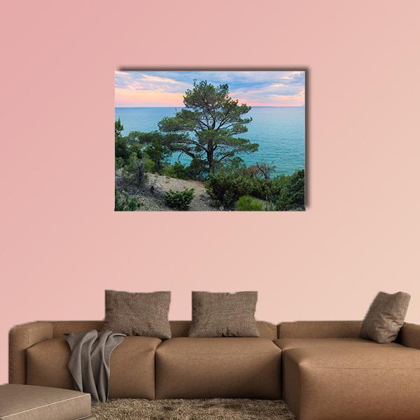 Panorama Of Sea Background In Crimea Russia Canvas Wall Art-1 Piece-Gallery Wrap-48" x 32"-Tiaracle