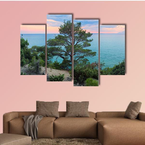 Panorama Of Sea Background In Crimea Russia Canvas Wall Art-4 Pop-Gallery Wrap-50" x 32"-Tiaracle