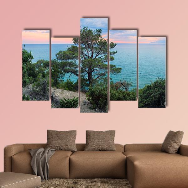 Panorama Of Sea Background In Crimea Russia Canvas Wall Art-5 Pop-Gallery Wrap-47" x 32"-Tiaracle