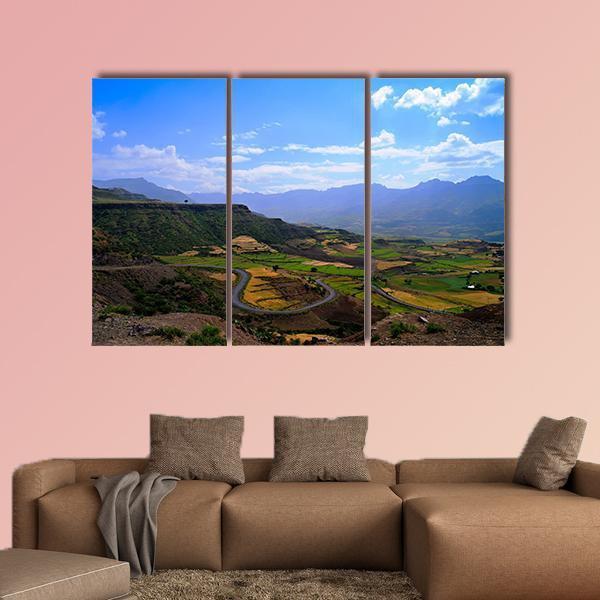 Panorama Of Semien Mountains Canvas Wall Art-3 Horizontal-Gallery Wrap-37" x 24"-Tiaracle