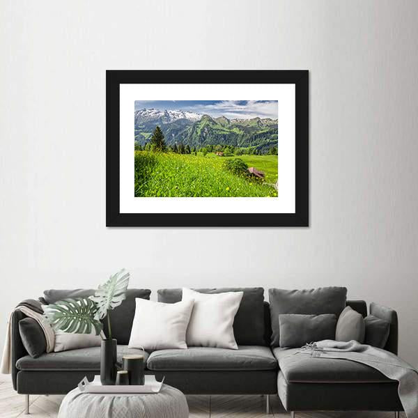 Panorama Of Swiss Alps Canvas Wall Art-3 Horizontal-Gallery Wrap-25" x 16"-Tiaracle