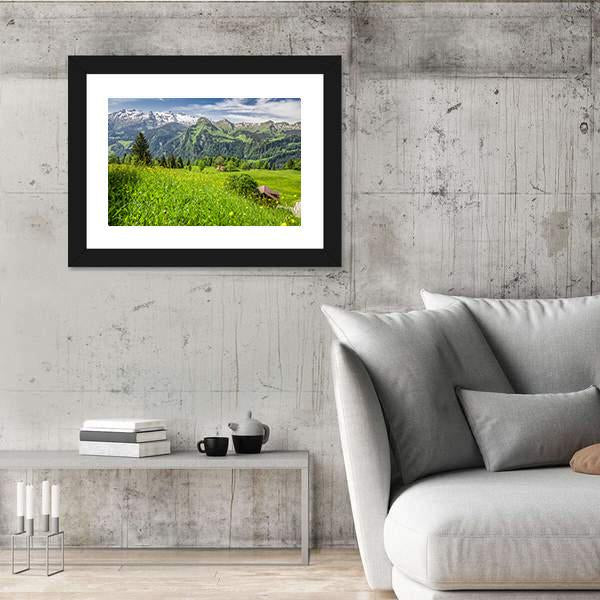 Panorama Of Swiss Alps Canvas Wall Art-3 Horizontal-Gallery Wrap-25" x 16"-Tiaracle