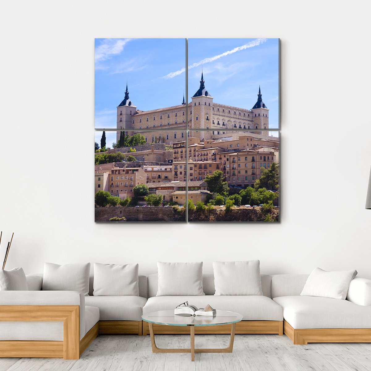 Alcazar In Toledo Spain Canvas Wall Art-4 Square-Gallery Wrap-17" x 17"-Tiaracle