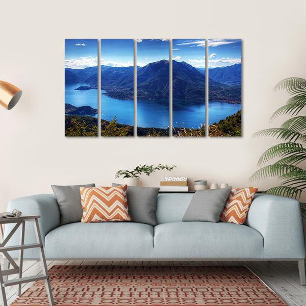 Como Lake With Lugano Lake Canvas Wall Art-5 Horizontal-Gallery Wrap-22" x 12"-Tiaracle