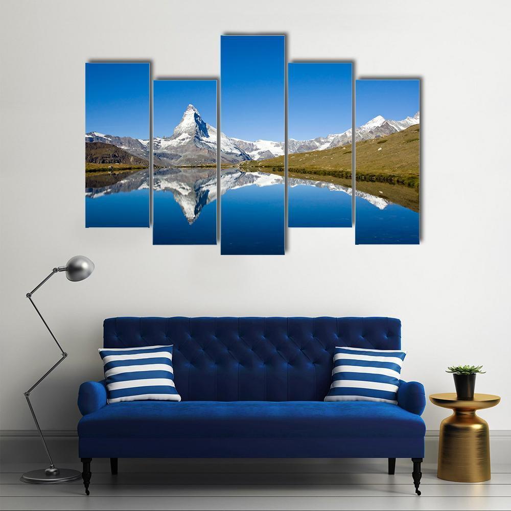 Panorama Of The Matterhorn Canvas Wall Art-5 Pop-Gallery Wrap-47" x 32"-Tiaracle