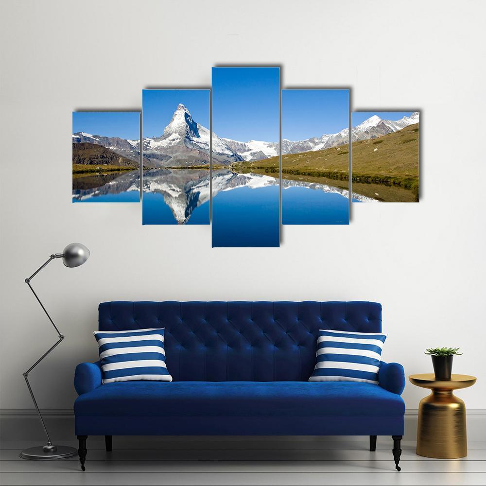 Panorama Of The Matterhorn Canvas Wall Art-5 Star-Gallery Wrap-62" x 32"-Tiaracle