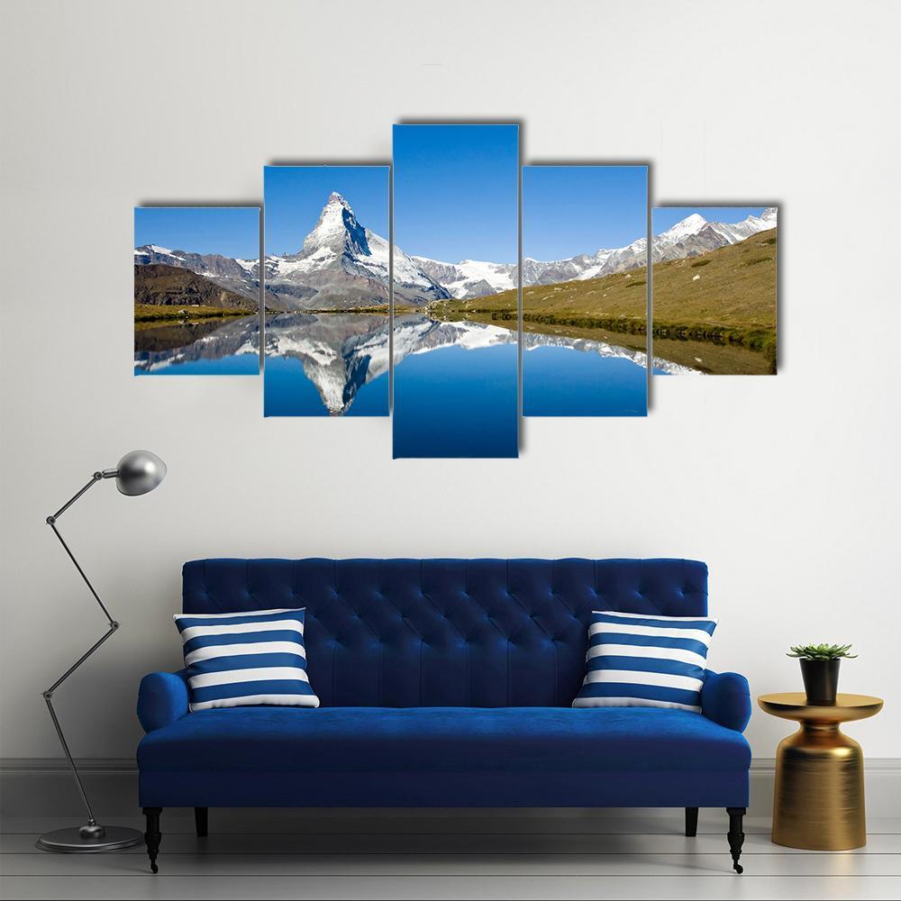 Panorama Of The Matterhorn Canvas Wall Art-4 Pop-Gallery Wrap-50" x 32"-Tiaracle