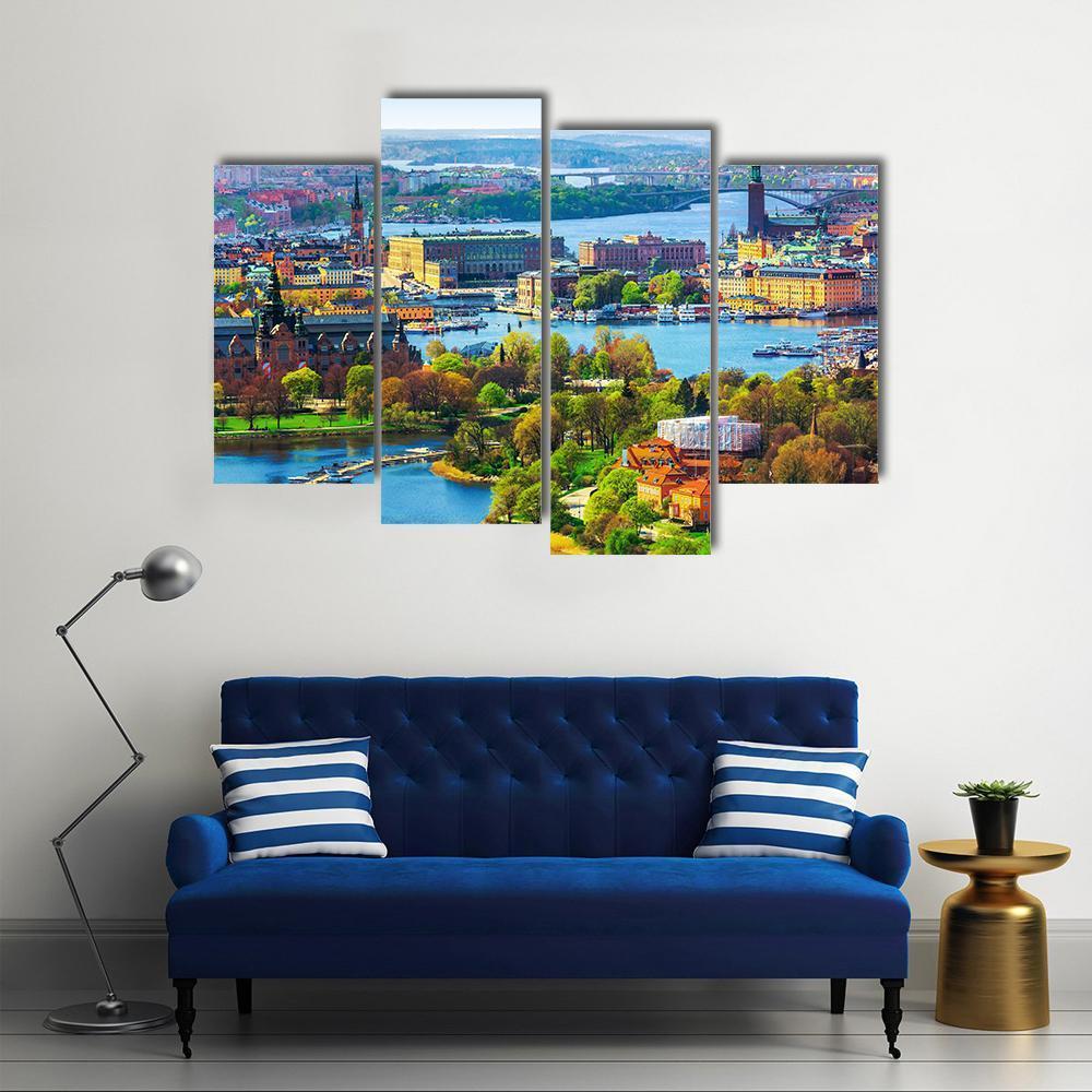 Old Town Gamla Stan Canvas Wall Art-4 Pop-Gallery Wrap-50&quot; x 32&quot;-Tiaracle