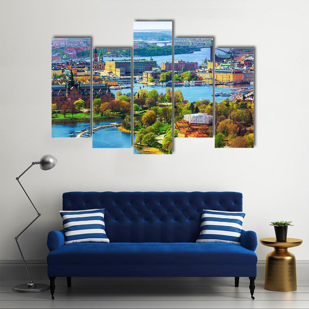 Old Town Gamla Stan Canvas Wall Art-5 Pop-Gallery Wrap-47&quot; x 32&quot;-Tiaracle